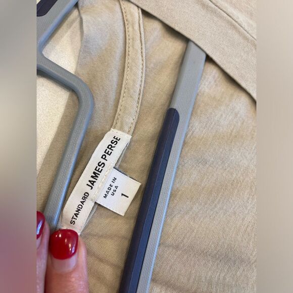 James Perse 100% Cotton V-neck Tan Short Sleeve Minimalist Tee Shirt Small - Picture 7 of 9